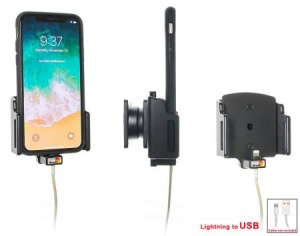 Автодержатель BRODIT для Apple iPhone 7/8/X/Xs/11 Pro в чехле ш: 70-83 мм, т: 2-10 мм.с Original Lightning Cable [714013]