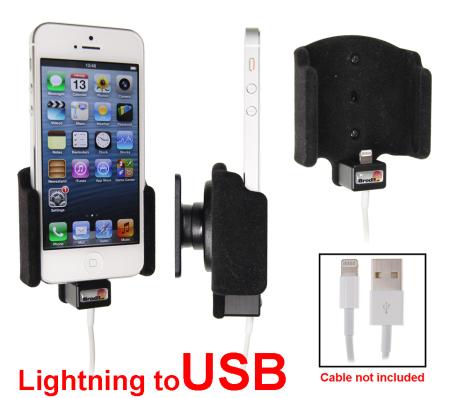 Авто держатель BRODIT для Apple iPhone 5/5S/SE с фиксацией Lightning кабеля (MD818) [514422]